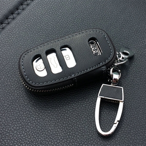Fashion Genuine Leather Automobile Key Bags Smart for Audi A4L - Black
