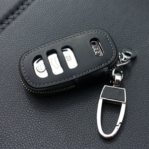Fashion Genuine Leather Automobile Key Bags Smart for Audi A5 - Black