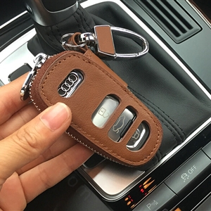 Fashion Genuine Leather Automobile Key Bags Smart for Audi A5 - Brown