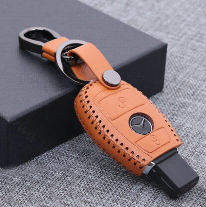 Fashion Genuine Leather Automobile Key Bags Smart for Benz GLK300 - Brown