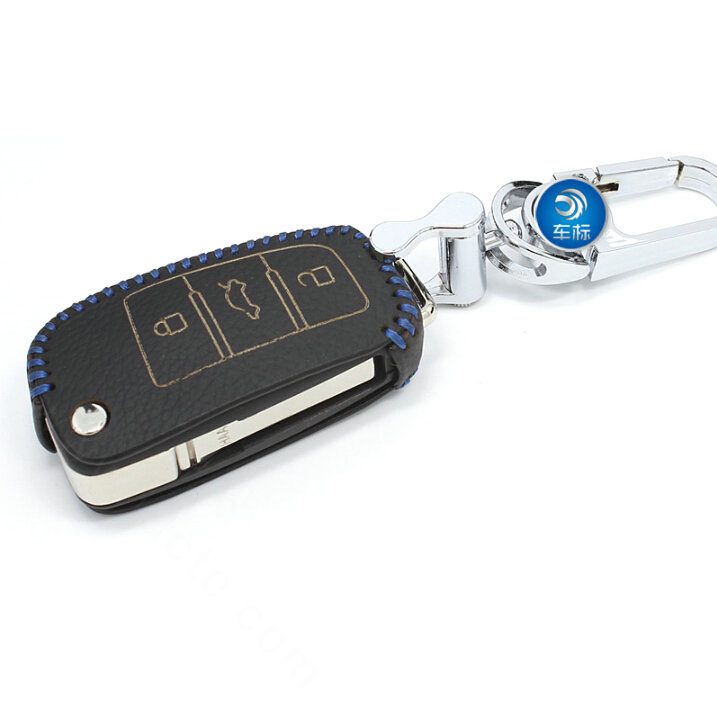Funky Genuine Leather Auto Key Bags Fold for Audi A4 - Blue
