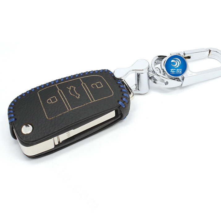 Funky Genuine Leather Auto Key Bags Fold for Audi A5 - Blue
