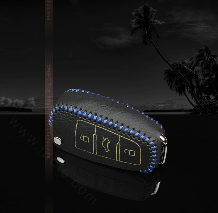 Funky Genuine Leather Auto Key Bags Fold for Audi A3 - Blue