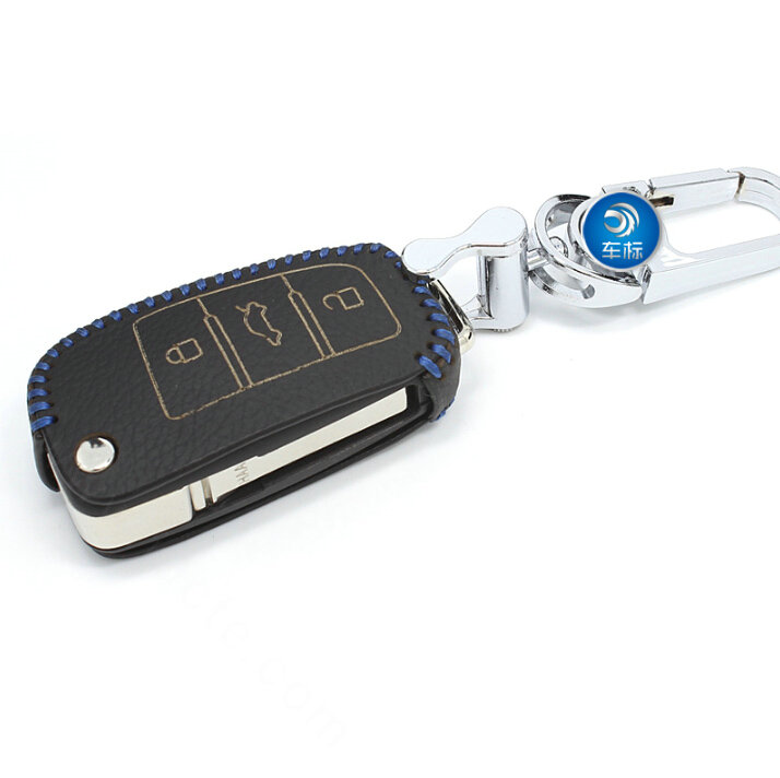Funky Genuine Leather Auto Key Bags Fold for Audi Q5 - Blue