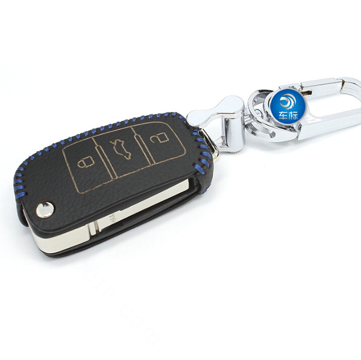 Funky Genuine Leather Auto Key Bags Fold for Audi Q7 - Blue