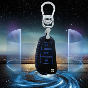 Good Genuine Leather Auto Key Bags Fold for Audi A3 - Blue