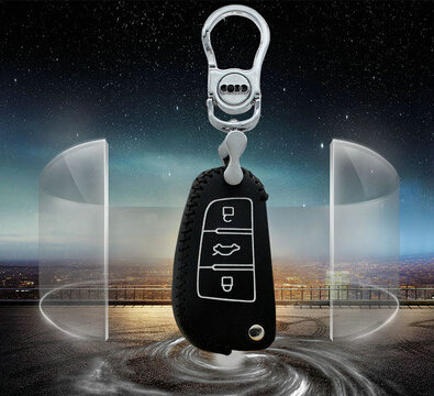 Good Genuine Leather Auto Key Bags Fold for Audi A5 - Black