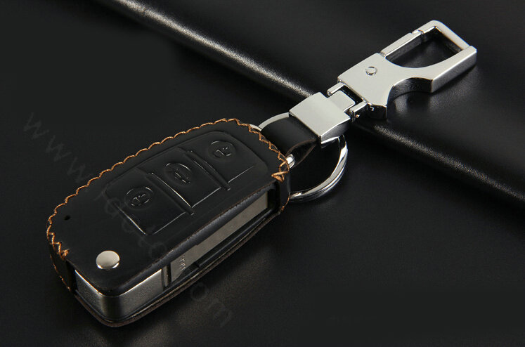 Hand-made Genuine Leather Auto Key Bags Fold for Audi A1 - Black