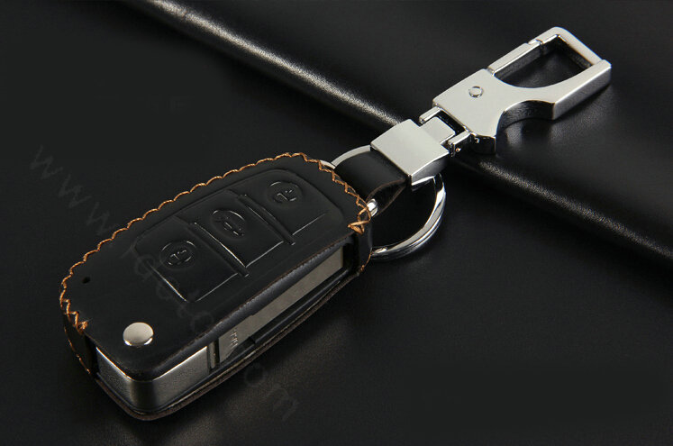 Hand-made Genuine Leather Auto Key Bags Fold for Audi A3 - Black
