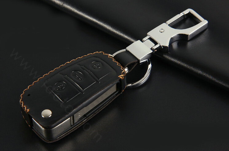 Hand-made Genuine Leather Auto Key Bags Fold for Audi A5 - Black