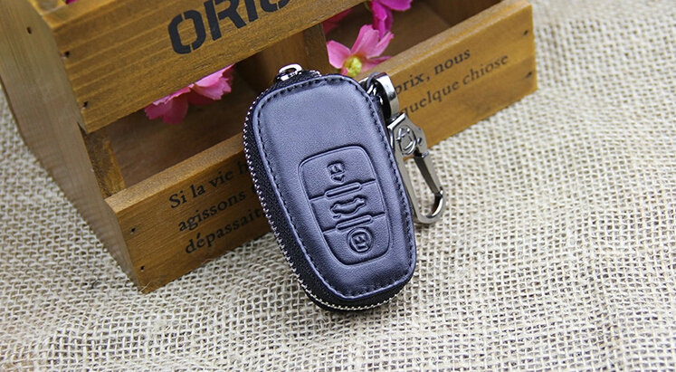Hot Sales Genuine Leather Automobile Key Bags Smart for Audi A4L - Black