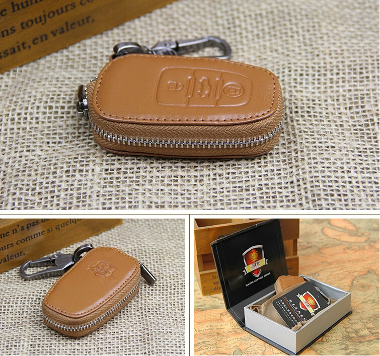 Hot Sales Genuine Leather Automobile Key Bags Smart for Audi A4L - Brown