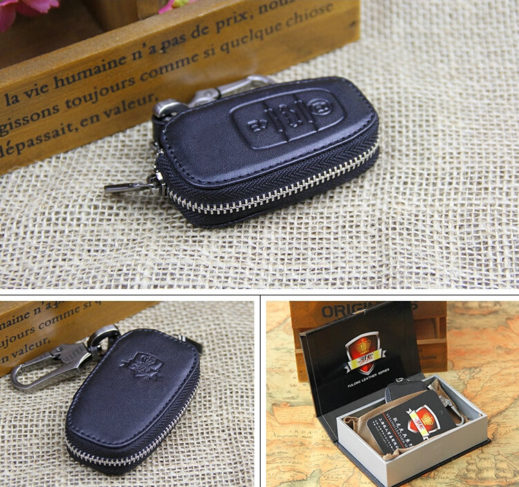 Hot Sales Genuine Leather Automobile Key Bags Smart for Audi A5 - Black