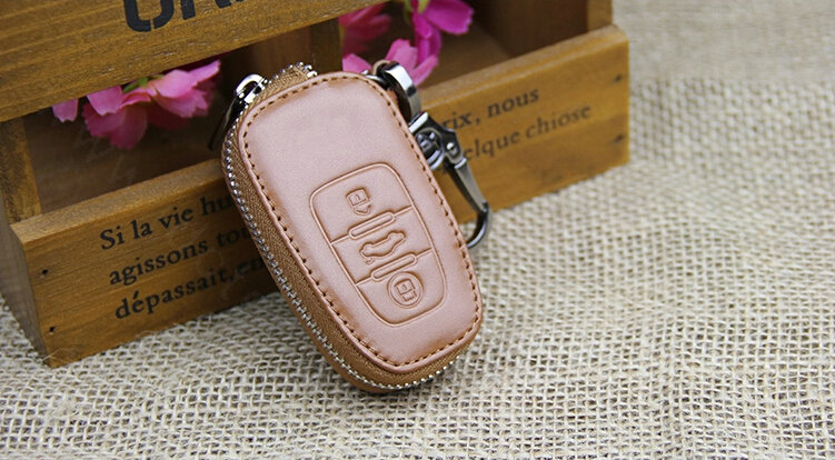 Hot Sales Genuine Leather Automobile Key Bags Smart for Audi A5 - Brown