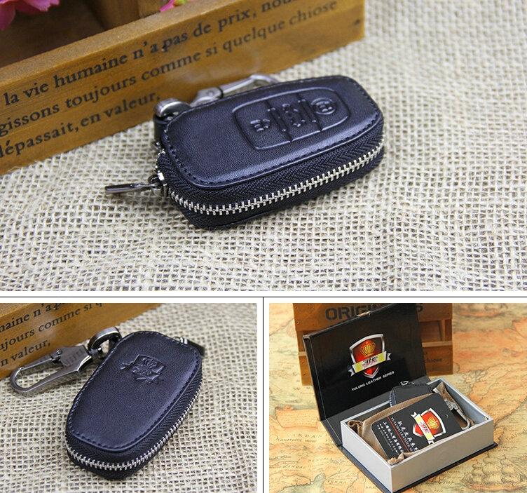 Hot Sales Genuine Leather Automobile Key Bags Smart for Audi A8L - Black