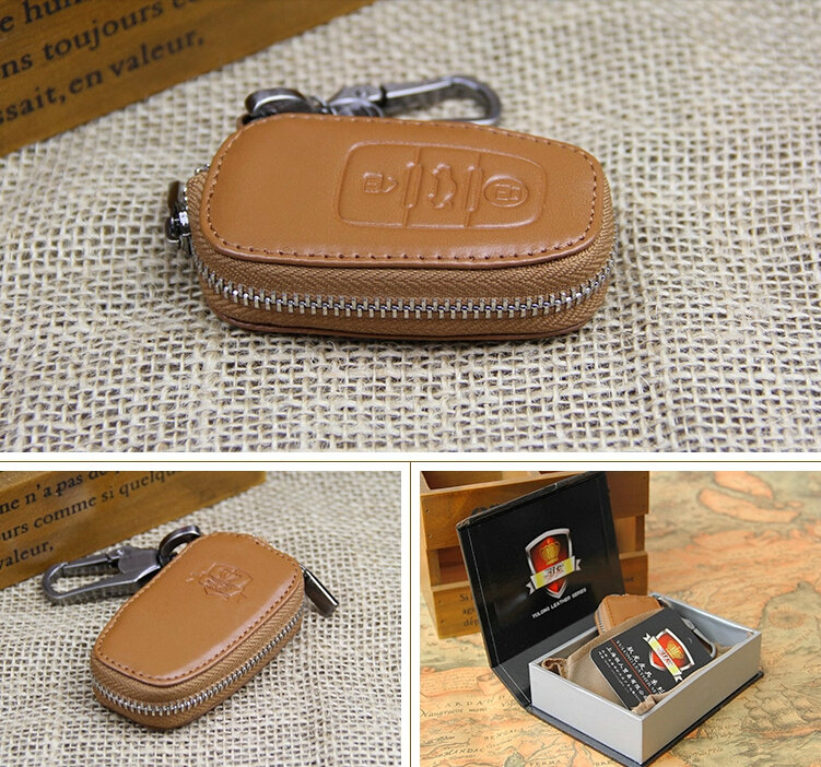 Hot Sales Genuine Leather Automobile Key Bags Smart for Audi A8L - Brown