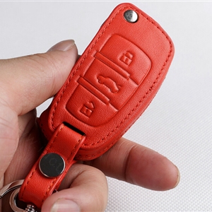 Latest Genuine Leather Automobile Key Bags Fold for Audi A4L - Orange
