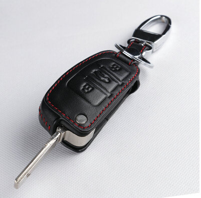 Latest Genuine Leather Automobile Key Bags Fold for Audi A6L - Black