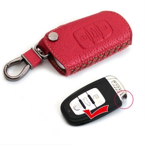 Latest Genuine Leather Car Key Bags Smart for Audi A4L - Red
