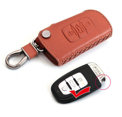 Latest Genuine Leather Car Key Bags Smart for Audi A4L - Yellow