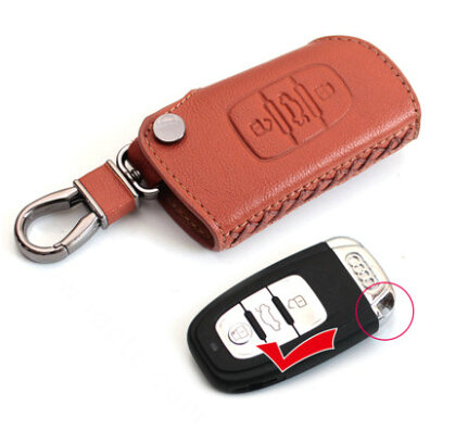 Latest Genuine Leather Car Key Bags Smart for Audi Q5 - Yellow