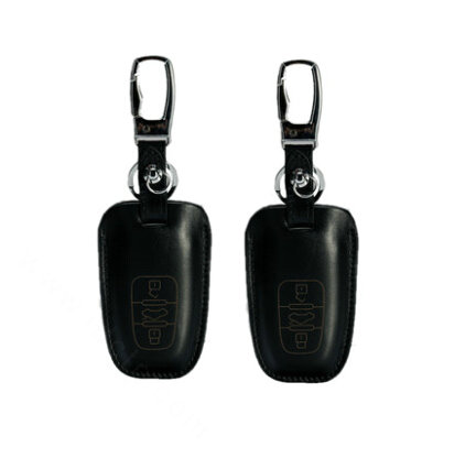 Personalised Genuine Leather Key Ring Auto Key Bags Smart for Audi A1 - Black