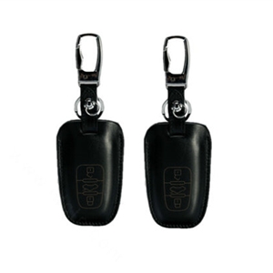 Personalised Genuine Leather Key Ring Auto Key Bags Smart for Audi A1 - Black