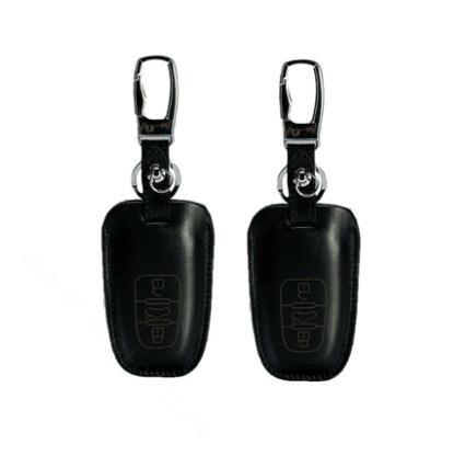 Personalised Genuine Leather Key Ring Auto Key Bags Smart for Audi A4 - Black