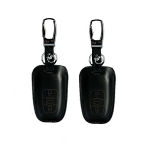Personalised Genuine Leather Key Ring Auto Key Bags Smart for Audi A4 - Black
