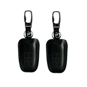 Personalised Genuine Leather Key Ring Auto Key Bags Smart for Audi A5 - Black