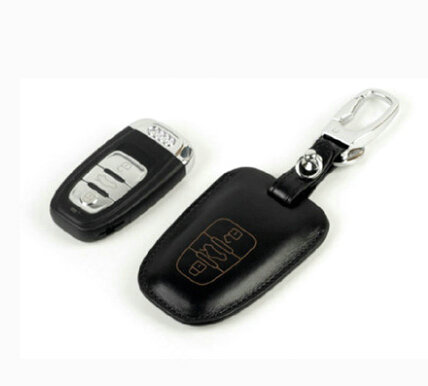 Personalised Genuine Leather Key Ring Auto Key Bags Smart for Audi Q5 - Black