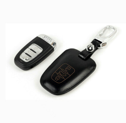 Personalised Genuine Leather Key Ring Auto Key Bags Smart for Audi A1 - Black