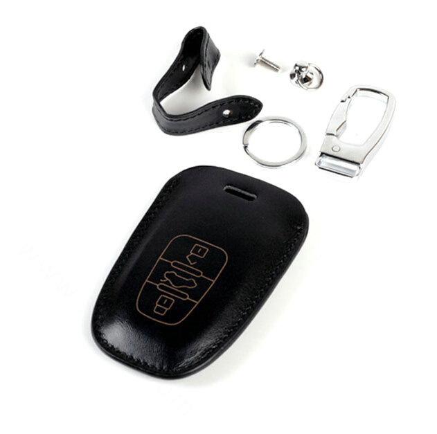 Personalised Genuine Leather Key Ring Auto Key Bags Smart for Audi A1 - Black