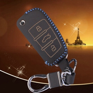 Quality Genuine Leather Auto Key Bags Fold for Audi A1 - Blue