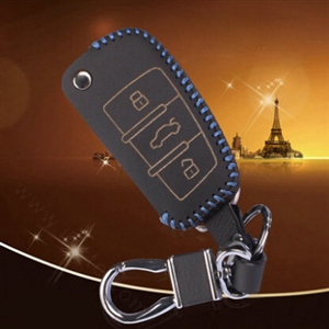 Quality Genuine Leather Auto Key Bags Fold for Audi A3 - Blue