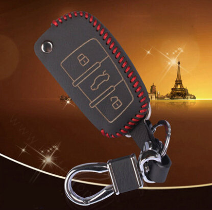 Quality Genuine Leather Auto Key Bags Fold for Audi A4L - Red