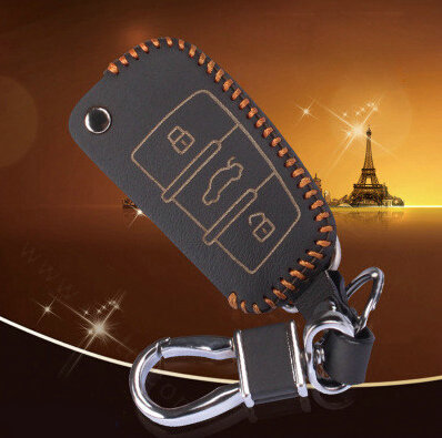 Quality Genuine Leather Auto Key Bags Fold for Audi A4L - Yellow