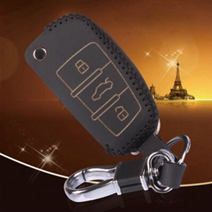 Quality Genuine Leather Auto Key Bags Fold for Audi A5 - Black