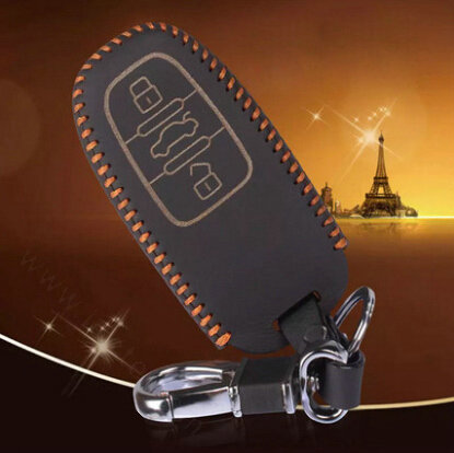 Quality Genuine Leather Key Ring Auto Key Bags Smart for Audi A8 - Yellow