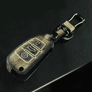 Retro Genuine Leather Auto Key Bags Fold for Audi A3 - Black