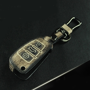 Retro Genuine Leather Auto Key Bags Fold for Audi A4L - Black