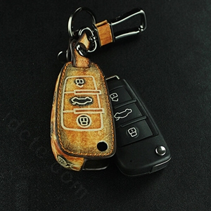 Retro Genuine Leather Auto Key Bags Fold for Audi A4L - Brown
