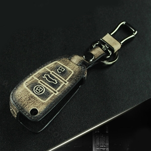 Retro Genuine Leather Auto Key Bags Fold for Audi A5 - Black