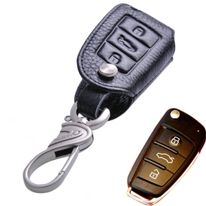 Special Genuine Leather Automobile Key Bags Fold for Audi A4L - Black