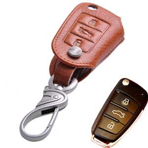Special Genuine Leather Automobile Key Bags Fold for Audi A4L - Orange