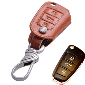 Special Genuine Leather Automobile Key Bags Fold for Audi A5 - Orange