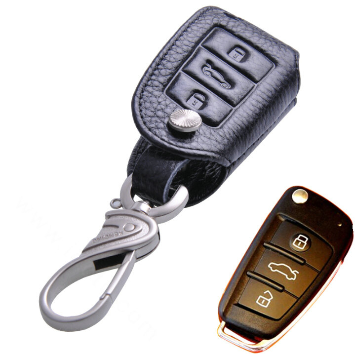 Special Genuine Leather Automobile Key Bags Fold for Audi Q3 - Black
