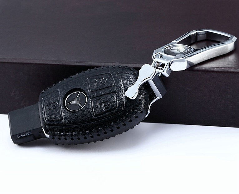 Unique Genuine Leather Automobile Key Bags Smart for Benz C260 - Black