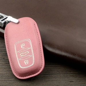 Unique Genuine Leather Key Ring Auto Key Bags Smart for Audi A5 - Pink