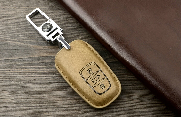 Unique Genuine Leather Key Ring Auto Key Bags Smart for Audi A5 - Yellow